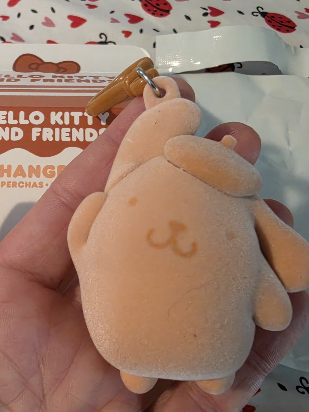 Sanrio Pompompurin Chocolate Milk Blind Box Key Charm Flocked Clip